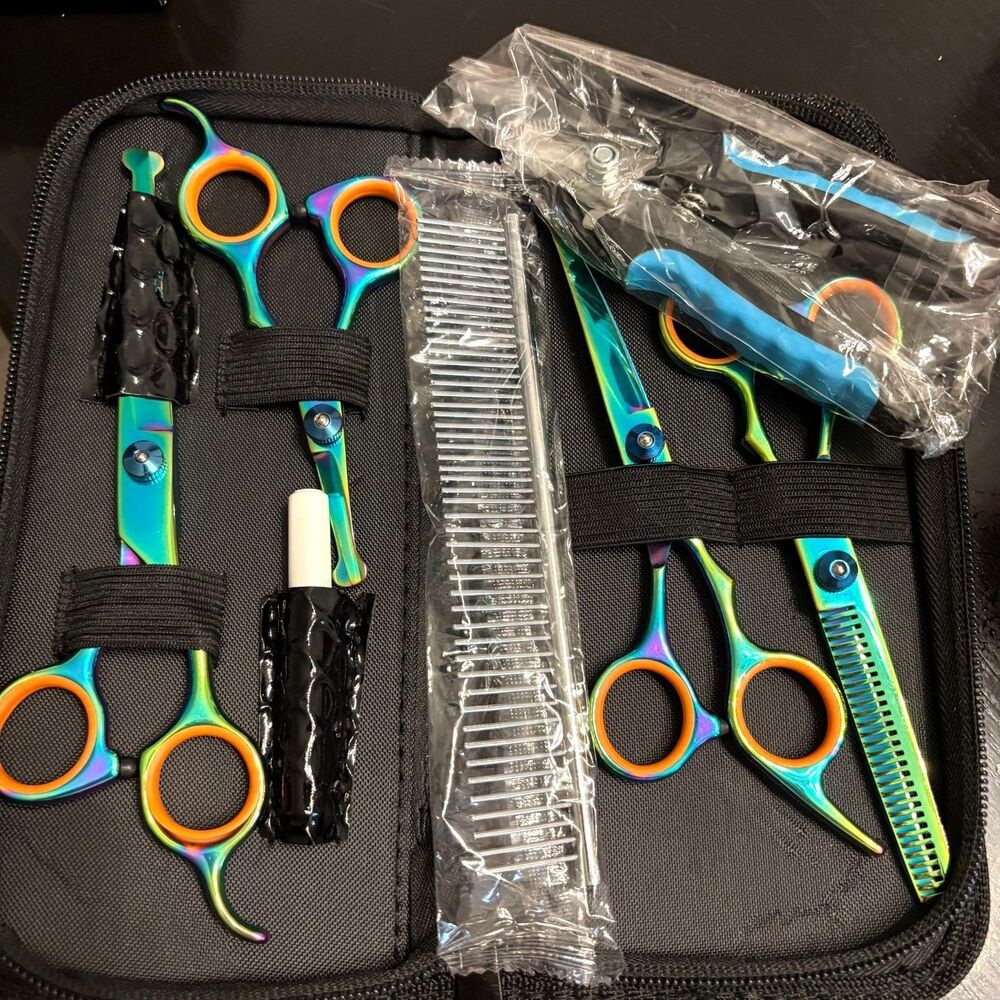 Professional Dog Grooming Scissors 8 Pc Set Stainless Steel w/Hair Comb/Clippers